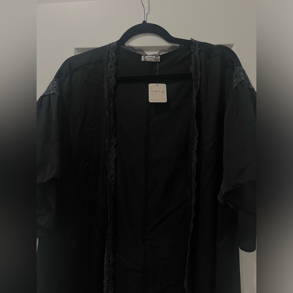🆕 Free People Intimately Moonbeam Black Ruffle Robe - Picture 6 of 9